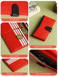 กระเป๋าสตางค์หนังแท้สไตล์วินเทจสำหรับผู้หญิง WRIZA ป้องกัน RFID |   กระเป๋าใส่บัตรผ้าฝ้ายแบบหลายช่องพร้อมตัวล็อคแบบหัวเข็มขัดสำหรับงานกลางคืน - Product Image 5