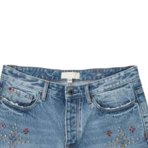 Shorts en jean pour hommes de qualité supérieure, coupe classique, avec logo, design vintage délavé et strass, vente en gros - Product Image 4
