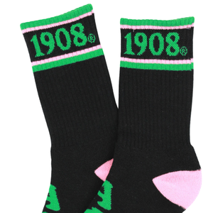 AKA ถุงเท้าข้อสั้นสีดำเขียว 1908 ถุงเท้าถักแบบนักกีฬาปักลายสำหรับผู้หญิงสวมใส่สบายทุกวัน - Product Image 5