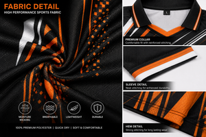 Wholesale Custom <b>orange</b> / black <b>Polo</b> Shirt 100% Polyester Sublimation Sports Golf Team Wear Quick Dry OEM ODM Manufacturer - Product Image 4