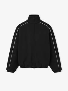 Chaqueta Deportiva Negra de Forro Polar para Hombre, Sudadera con Cierre y Capucha, Ropa Deportiva con Rayas en Contraste - Product Image 1