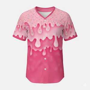 Kaos Baseball/Softball Pria Dewasa Desain Tetesan Baru Logo Tim Kustom Murni Grosir Bernapas Pakaian Olahraga 100% - Product Image 3