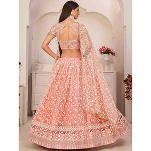 Adoring Pink Embroidered <b>Net</b> Plus Size Lehenga Choli for Bridesmaid - Product Image 6