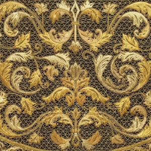 Handcrafted Ceremonial Hanging Banner Made From Premium <b>Net</b> Fabric and Decorated With Intricate Gold Bullion <b>Wire</b> Embroidery - Product Image 6