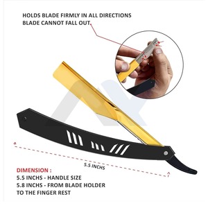 Black Gold Professional Straight <b>Razor</b> Slide Out Design Premium Straight Edge Barber <b>Razor</b> for Men Close Shaving Hair Grooming - Product Image 4