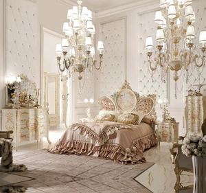 Juego de Dormitorio Clásico de Lujo Estilo Europeo, Cama King Size de Madera de Caoba Tallada a Mano, para Uso en Hoteles - Product Image 1