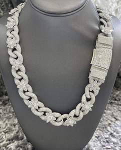 ส่งออกคุณภาพ Moissanite เงินเย็นออกคิวบาห่วงโซ่ทองและเงินเสร็จสิ้นการกำหนดสไตล์สตรีทปาร์ตี้หมั้นเครื่องประดับสำหรับขาย - Product Image 1