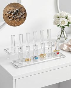 Clear Acrylic Hand Ring Holder Stylish Modern Jewelry Stand Elegantly Displaying Rings Accessories for Transparent - Product Image 1