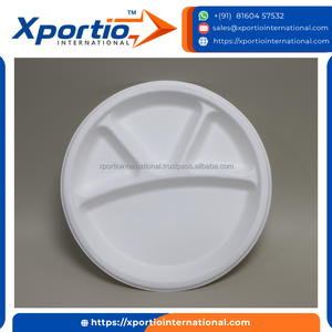 Bandeja Redonda de Bagazo con Compartimentos Separados, Resistente al Aceite, Calidad de Exportación para Servicios de Alimentación - Product Image 3