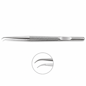 Pinzas para microtejidos, punta de 1 mm de ancho, inserciones de carburo de tungsteno, mango redondo curvo, 7 pulgadas (18 cm), ZETOMEDPRO - Product Image 1