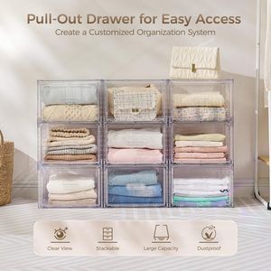 4 Pack 18QT Clear <b>Plastic</b> Storage <b>Drawers</b> & Carts <b>Stackable</b> Closet Organizers for Kitchen & Bathroom Easy Assembly Required - Product Image 3
