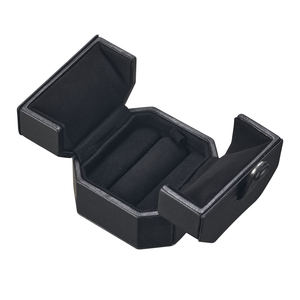 Boîte de rangement rectangulaire en cuir véritable à double ouverture avec doublure en daim doux, design structuré, organiseur de bijoux 75x75x65mm - Product Image 3