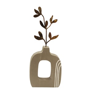Vase de table en céramique gris mat contemporain avec découpe géométrique et finition texturée - Product Image 2