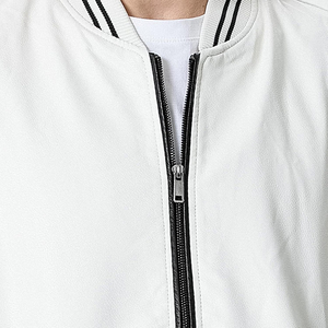 Veste en PU blanche unisexe à manches longues, style color-block, toutes saisons - Product Image 4