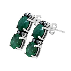 Solid 925 Sterling Silver Bohemian Style Women's Engagement Gift Statement Necklace <b>Stud</b> <b>Earrings</b> Set Natural Emerald Gemstone - Product Image 6