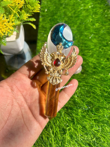 เซเลไนต์คริสตัลเรืองแสงสีเหลืองทำด้วยมือเสาปาล์มน่ารักรูปปั้นนางฟ้าฮวงจุ้ย - Product Image 4