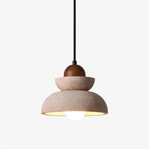 Lampe suspendue moderne en pierre naturelle et bois, luminaire de plafond à tête unique, lampe suspendue décorative contemporaine pour l'intérieur - Product Image 1