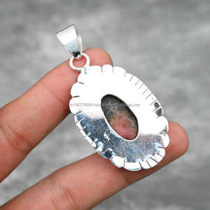 Colgante de Rodonita de plata de ley 925 hecho a mano, joyería fina Vintage para San Valentín, piedras preciosas naturales con tacto de lujo - Product Image 2