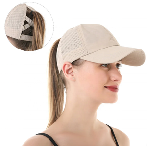 Gorra de béisbol de verano para mujer/sombrero de malla deportivo Athleisure con ranura cruzada para cola de caballo, sombrero de visera para correr senderismo al aire libre - Product Image 1