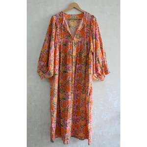 Vestido de Algodón con Estampado de Bloques para Mujer, Ropa de Verano Boho Hecha a Mano, Vestido Informal de Tela Natural Ligera y Transpirable - Product Image 3