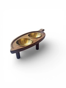 Raised Dog Bowls for Medium Dogs Modern Farmhouse White Washed <b>Elevated</b> Wooden Stand Feeder with 2 Stainless Steel Bowls - Product Image 2