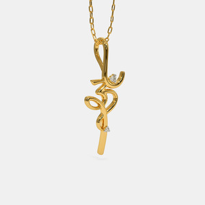 สร้อยคอจี้เพชรสีเหลืองทองสัญลักษณ์ OM ปลูกในห้องปฏิบัติการ - Product Image 1