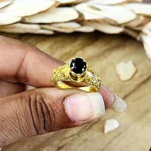 Best Arrival Boho Filigree Black Onyx <b>Ring</b> Tribal Brass <b>Rings</b> Women 18k Gold Plated Vintage Swirl <b>Statement</b> Wholesale/OEM/ODM - Product Image 2