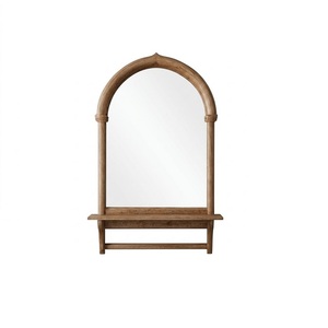Arch Shape Wooden Wall Mirror With <b>Tray</b> Minimalist Decorative Design For Wall Mounting - Product Image 4