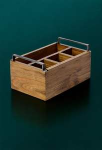 Porte-couverts en bois polyvalent pour comptoir de cuisine, organisateur de rangement pour cuillères, fourchettes, couteaux et ustensiles de cuisine - Product Image 6