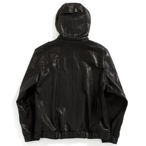 Chaqueta con Capucha de Cuero Personalizada ODM/OEM 2026 de Alta Calidad con Logotipo Grabado, Chaqueta con Capucha de Cuero Original con Cremallera Extra Grande para Hombre - Product Image 2