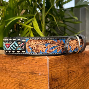 Accesorios personalizados ajustables Collares de perro con cuentas de cuero mecanizados a mano Collar de Mascota de cuero genuino de diseñador de lujo de alta calidad - Product Image 3