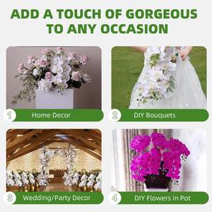 THAF-014 Tallos de Phalaenopsis de Primera Calidad con Tacto Real, Flores de Orquídea de Látex de Alta Calidad para Arreglos Florales Interiores Elegantes - Product Image 5