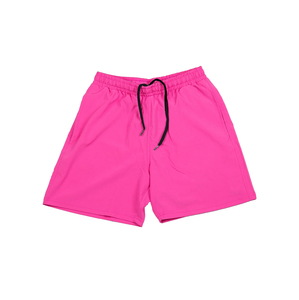 Pantalones Cortos de Béisbol Rosa Intenso para Hombre, Color Sólido, Cintura Elástica con Cordón, Ropa Deportiva Ligera para Béisbol - Product Image 1
