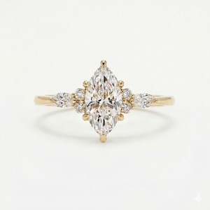 แหวนหมั้นเพชรทรงมาร์คีส์ทองคำแท้ 14K 18K แหวนเพชรแท้เพาะเลี้ยงในห้องปฏิบัติการ แหวนครบรอบแต่งงาน แหวนขอแต่งงานสุดพิเศษสำหรับผู้หญิง - Product Image 1