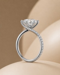 Bague de fiançailles en argent 925 pour femme, diamant de culture, taille brillant rond, style classique, certifiée IGI - Product Image 3