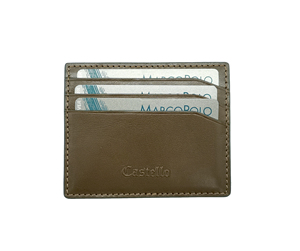 Portefeuille porte-cartes en cuir véritable fin [Castello] pour homme et femme, logo embossé, style tendance, 100 % inspecté qualité, multi-usages, ouvert - Product Image 3