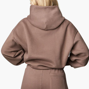Sudadera con capucha de terciopelo y algodón para mujer, cuello en V, oversize, manga larga, estilo urbano, informal y cómoda para otoño/invierno - Product Image 2