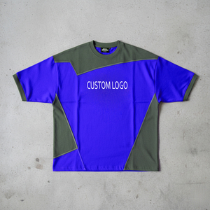 T-shirts décontractés pour hommes en coton 100% surdimensionnés, style urbain, avec logo imprimé en 3D en relief, panneaux gris, respirants, vente en gros - Product Image 6