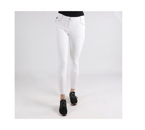 Customized Luxury Equestrian Chaps Pants for <b>Women</b> Silicone Material Button Buckle Closure White Full Seat Leggings Phone - Product Image 3
