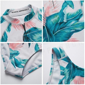 Maillot de bain une pièce pour femme North Approach avec imprimé feuilles tropicales, col montant, fermeture éclair, séchage rapide, en spandex et polyester - Product Image 5