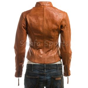 Chaqueta Corta de Cuero para Mujer, Estilo Moderno, Ajustada, Tipo Biker, Prenda Exterior de Moda para Invierno - Product Image 4