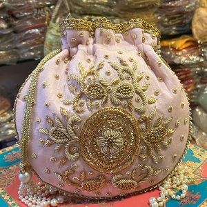 Stylish Embroidered Beaded Drawstring Potli Bag Evening Party Handbag Bridal Wedding <b>Purse</b> Jewelry Cosmetics Packaging Bags - Product Image 5