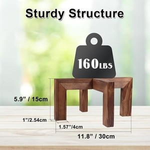 Support de plante minimaliste en bois de teck avec piétement doré, diamètre 35 cm x hauteur 85 cm |   Fabriqué à la main à Moradabad - Product Image 5