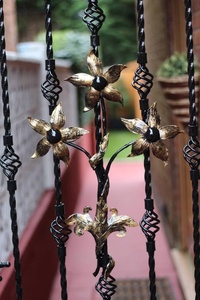 KHP Traditional Wrought Iron Security Garden Gate Manual <b>Swing</b> Exterior Entry Metal Door Finished Surface Decorative Floral - Product Image 5