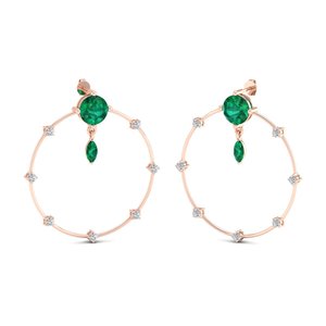 REYES Precio al por Mayor Pendientes de Aro de Plata de Ley 925 con Moissanita Corte Redondo 8.74 Gema Esmeralda Regalo de Boda Joyería Fina - Product Image 5