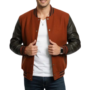 Custom Logo Wool Chenille Embroidery Baseball Letterman <b>Jackets</b> Men Vintage Blank Leather Sleeve Wool <b>Varsity</b> <b>Jacket</b> - Product Image 4