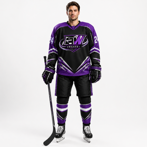 Uniforme de hockey sur glace durable, fabriqué avec un tissu de qualité supérieure offrant une mobilité flexible et des performances fiables sur la patinoire. - Product Image 1