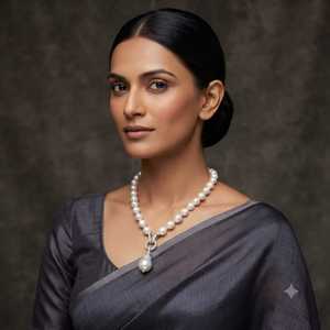 Collar de Perlas de Agua Dulce Blancas Clásicas para Mujer, con Cuentas en Forma de Arroz, Grado AA, Plateado, Moderno, para Bodas, Hinduísmo - Product Image 1