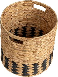 Panier à linge bohème rayé en jacinthe d'eau, fait main, panier de rangement, vente en gros, écologique, fabriqué au Vietnam - Product Image 5