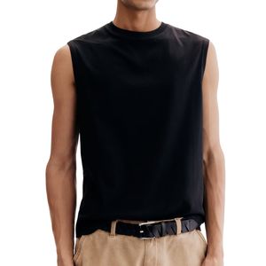 Camiseta sin Mangas Premium para Hombre, Ecológica, de Algodón, Estilo Minimalista, Informal, con Logotipo Frontal con Impresión Digital - Product Image 4